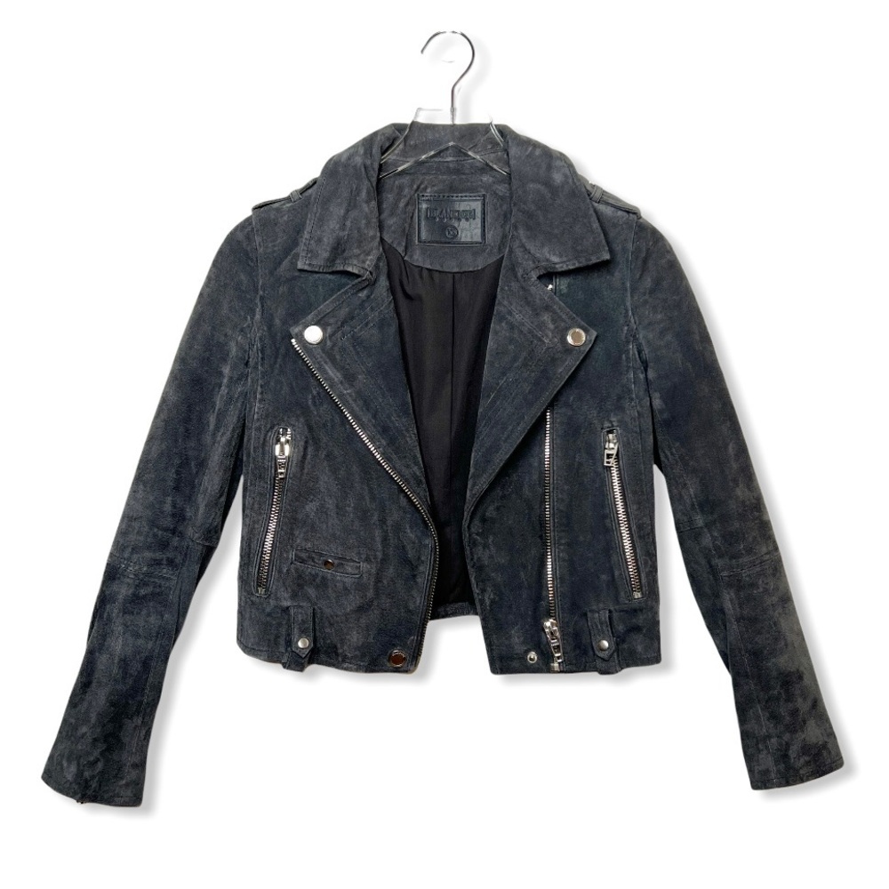 Blank NYC Gray Suede Faux Suede Leather Moto Jacket Sz XS